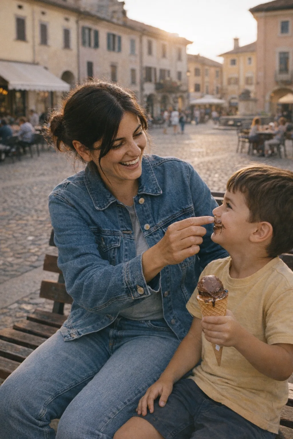 Chiara e Leo col gelato il sabato pomeriggio