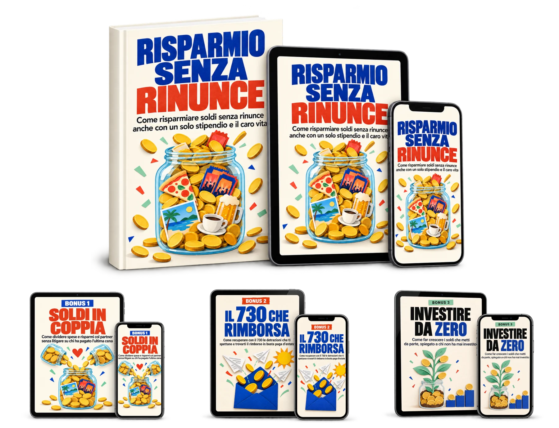 La guida e i tre bonus su libro, tablet e telefono